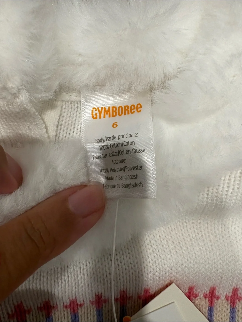 Gymboree Cream Knit Dress with Pink & Blue Fair Isle